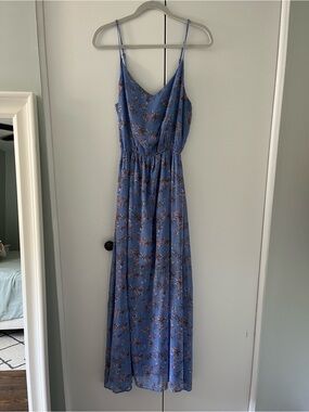 Abercrombie and Fitch Blue Floral Spaghetti-Strap Maxi Dress